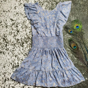 Michael Kors Blue Paisley Print Tiered Dress
